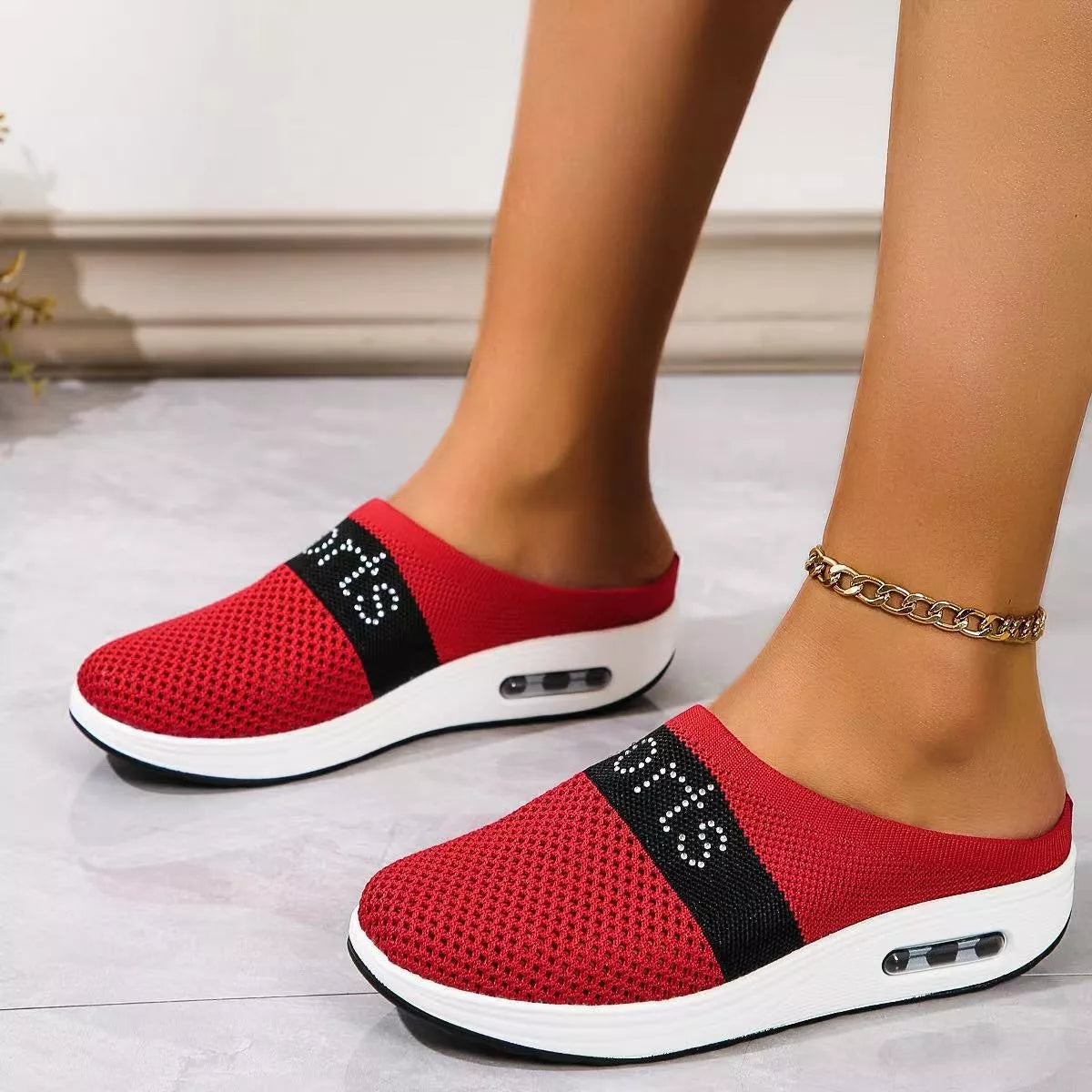 Women's Breathable Mesh Slip-On Sneakers – Lightweight Flat Shoes