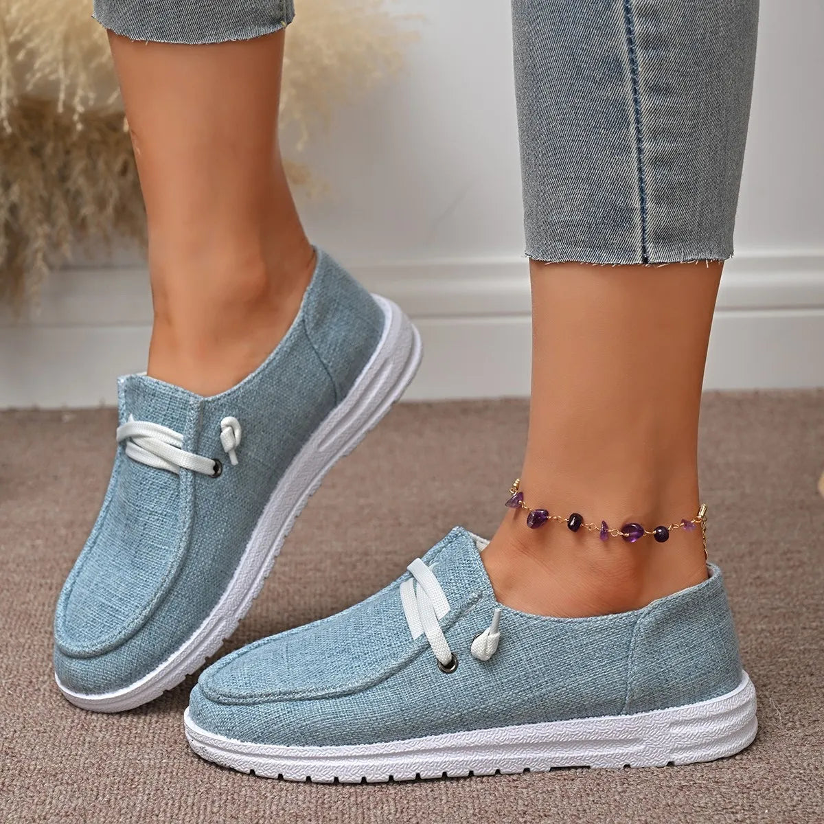 Women's Round Toe Canvas Slip-On Sneakers – Flat Casual Shoes | 7 Colors