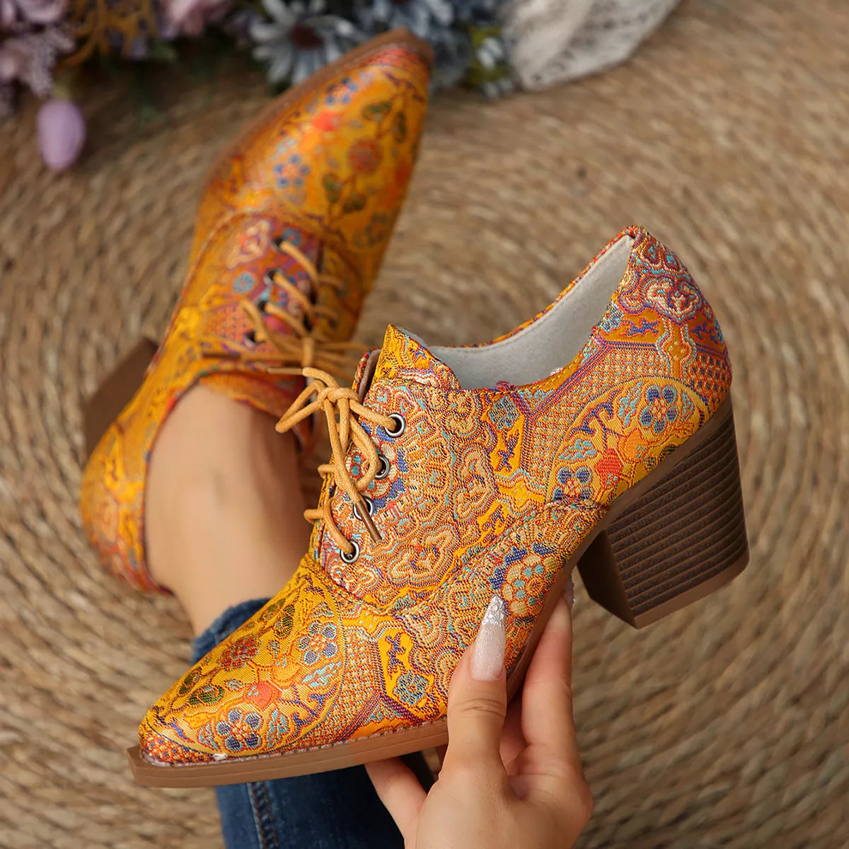 Women's Point Toe Block Heel Ankle Boots – PU Leather Mid Heel