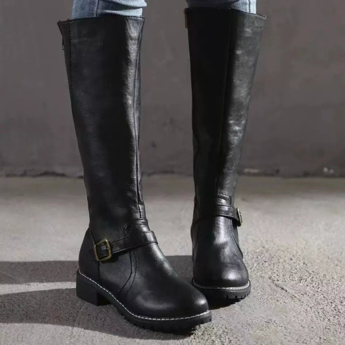Women's Round Toe Block Heel Boots | PU Leather Low Heel Ankle Boots in 3 Colors EU 36-43