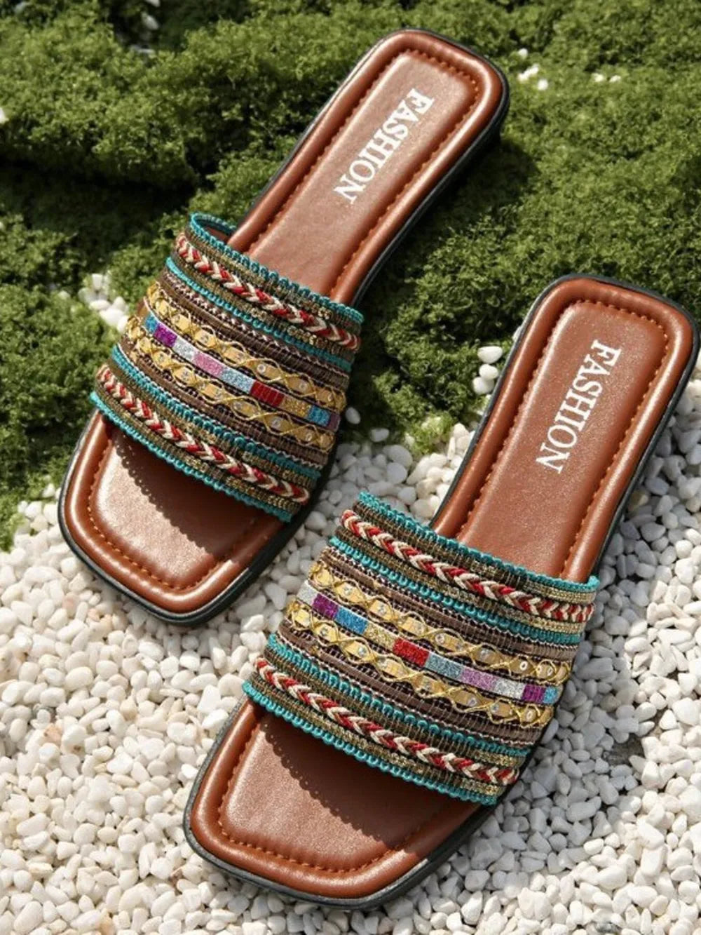 Women's Open Toe Flat Sandals – Everyday PU Leather Slip-On