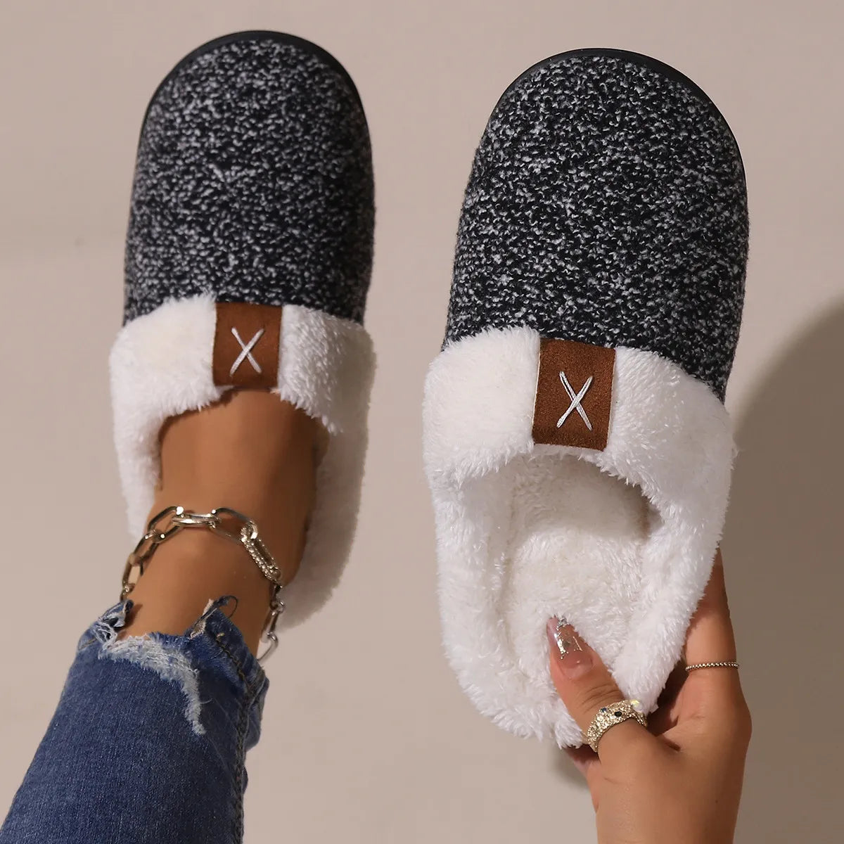 Women's Cozy Fleece-Lined Slippers | Plush Slip-On House Shoes in 3 Colors EU 36-41