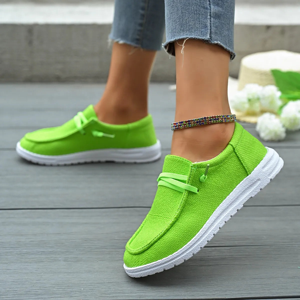Women's Round Toe Canvas Slip-On Sneakers – Flat Casual Shoes | 7 Colors